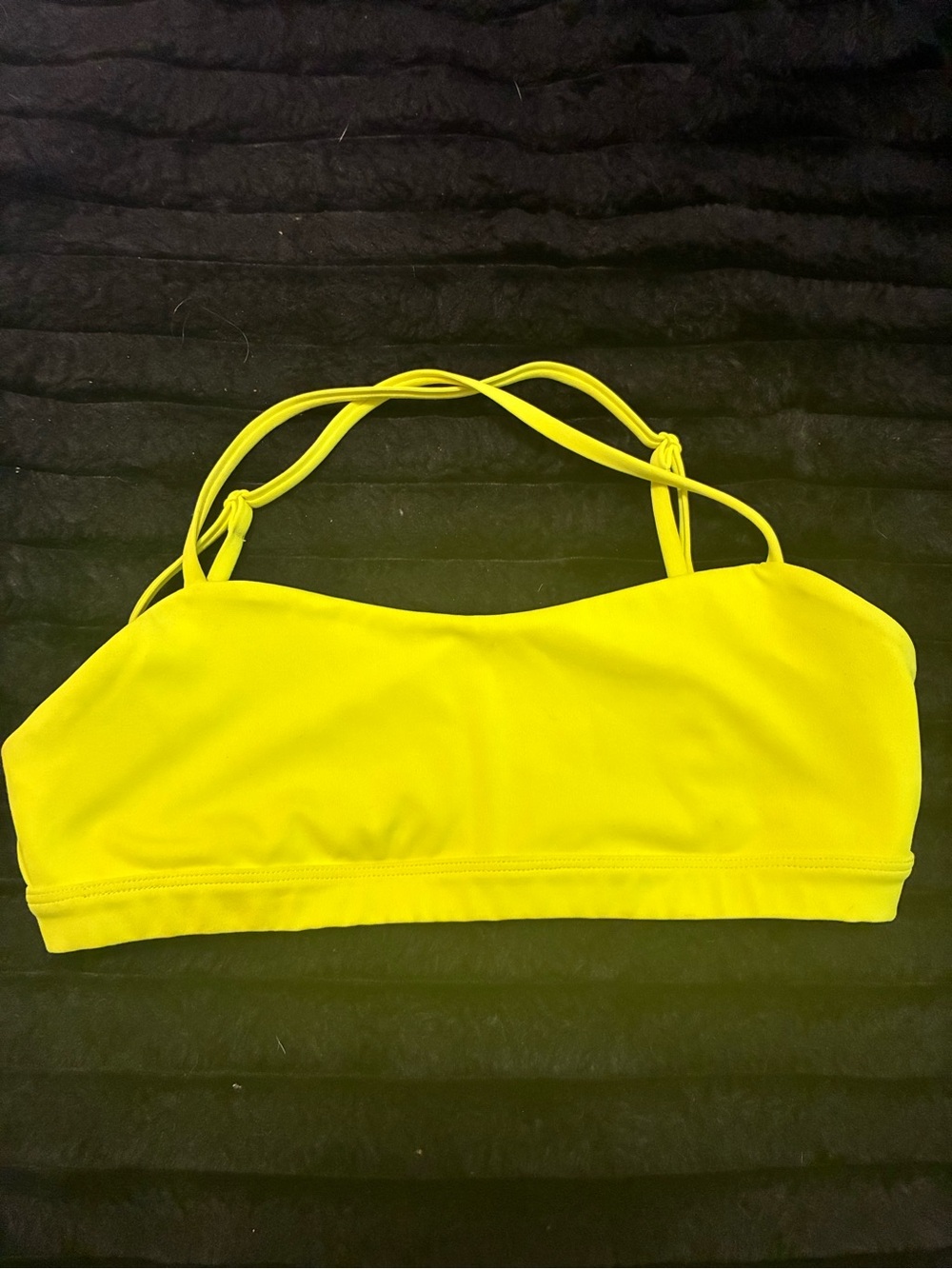 Neon Yellow Strappy Bandeau Sports Bra